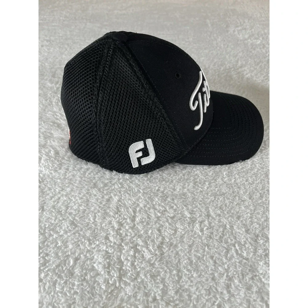 New Era Titleist Footjoy‎ Pro V1 Black Fitted Golf Hat Ball Cap Stretch M/L